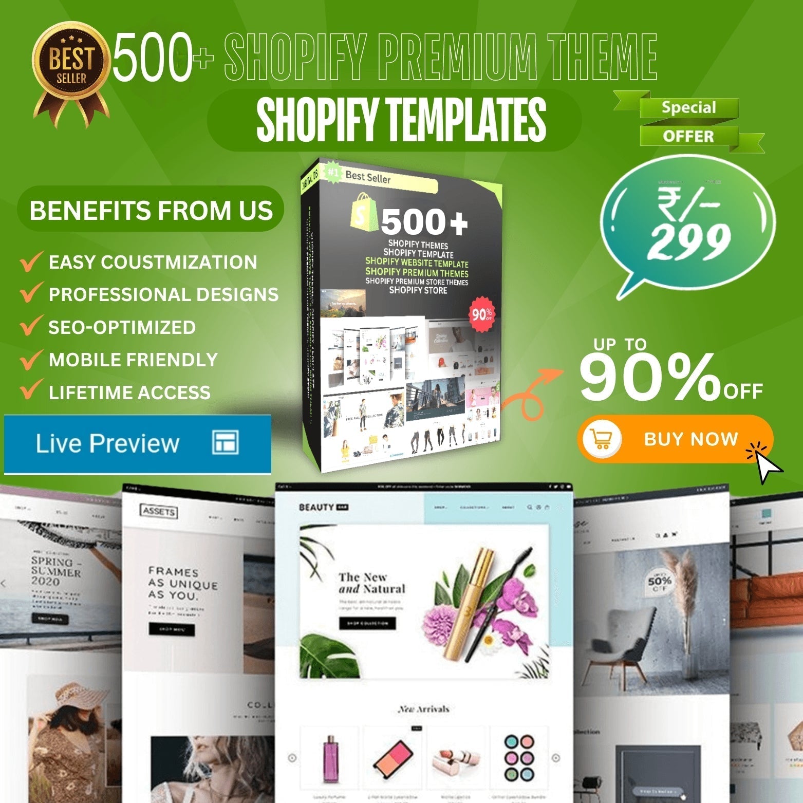 500+Shopify Premium themes &Templates - Shoppingdaddy